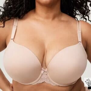 Torrid Curve Perfect T Shirt Push Up Bra Nude Tan Lace Plus Size Women